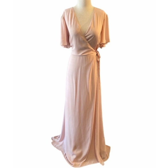 Show Me Your Mumu Noelle Wrap Dress Dusty Blush pink large maxi gown - Picture 2 of 15